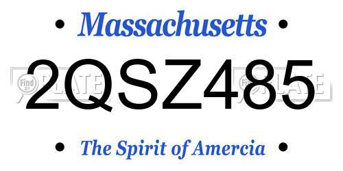 2QSZ485 Massachusetts License Plate