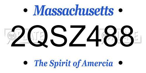 2QSZ488 Massachusetts License Plate