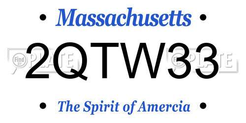 2QTW33 Massachusetts License Plate