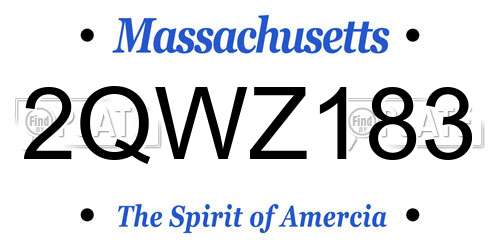 2QWZ183 Massachusetts License Plate
