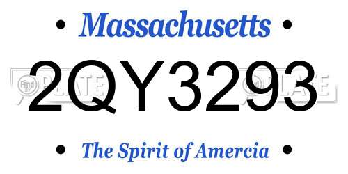 2QY3293 Massachusetts License Plate
