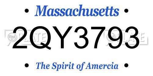 2QY3793 Massachusetts License Plate