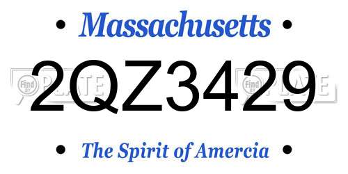 2QZ3429 Massachusetts License Plate