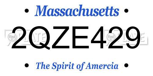 2QZE429 Massachusetts License Plate