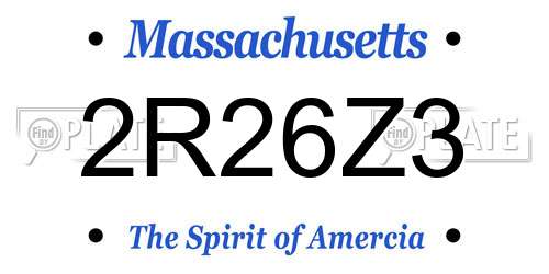 2R26Z3 Massachusetts License Plate