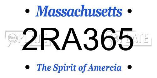 2RA365 Massachusetts License Plate