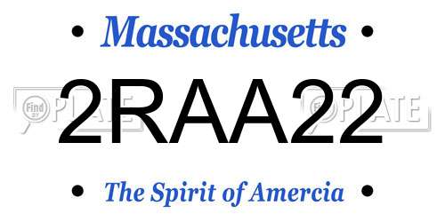 2RAA22 Massachusetts License Plate