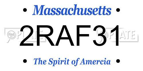 2RAF31 Massachusetts License Plate