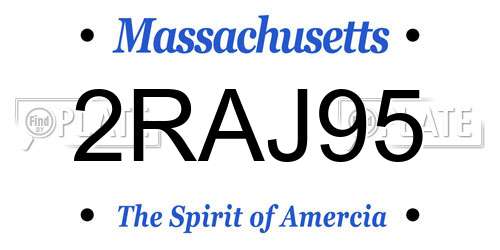 2RAJ95 Massachusetts License Plate