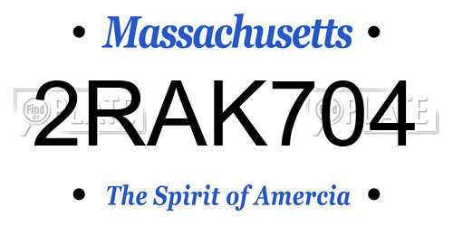 2RAK704 Massachusetts License Plate