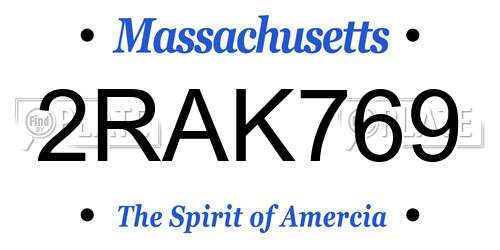 2RAK769 Massachusetts License Plate