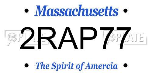 2RAP77 Massachusetts License Plate