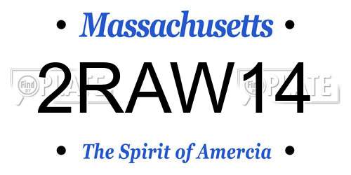 2RAW14 Massachusetts License Plate