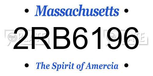 2RB6196 Massachusetts License Plate