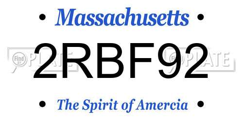 2RBF92 Massachusetts License Plate
