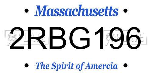 2RBG196 Massachusetts License Plate