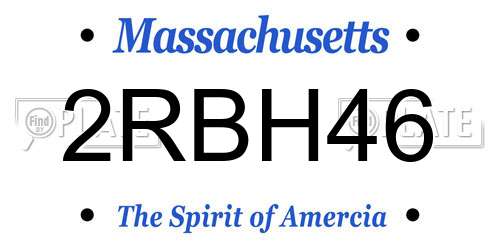 2RBH46 Massachusetts License Plate