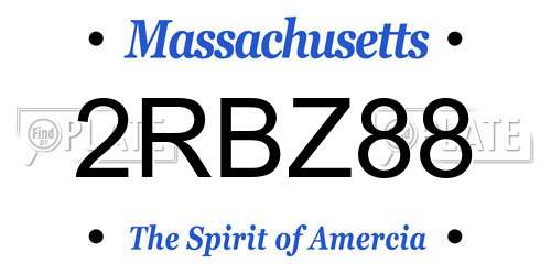 2RBZ88 Massachusetts License Plate
