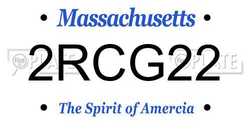 2RCG22 Massachusetts License Plate