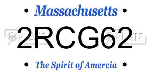 2RCG62 Massachusetts License Plate