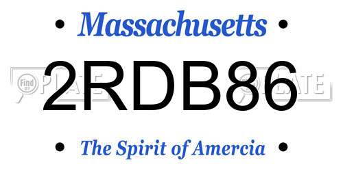 2RDB86 Massachusetts License Plate