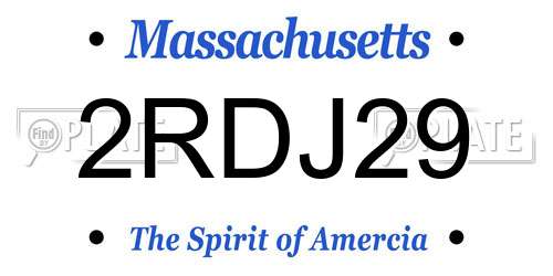 2RDJ29 Massachusetts License Plate