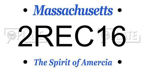 2REC16 Massachusetts License Plate