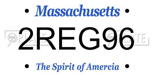 2REG96 Massachusetts License Plate