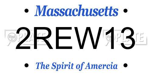 2REW13 Massachusetts License Plate