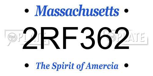 2RF362 Massachusetts License Plate