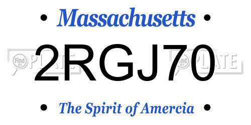 2RGJ70 Massachusetts License Plate