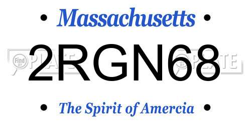 2RGN68 Massachusetts License Plate