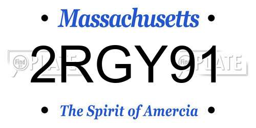 2RGY91 Massachusetts License Plate