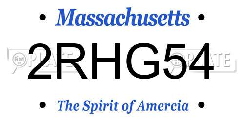 2RHG54 Massachusetts License Plate