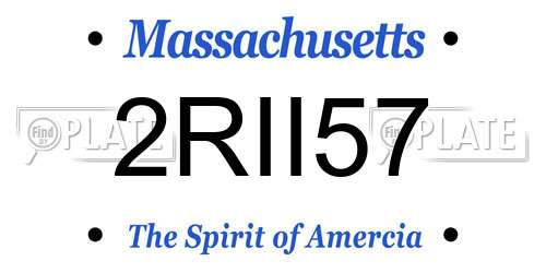 2RII57 Massachusetts License Plate