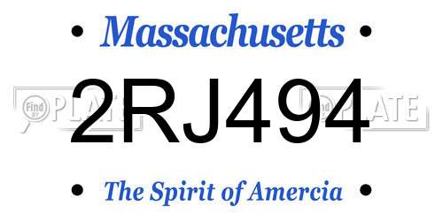 2RJ494 Massachusetts License Plate