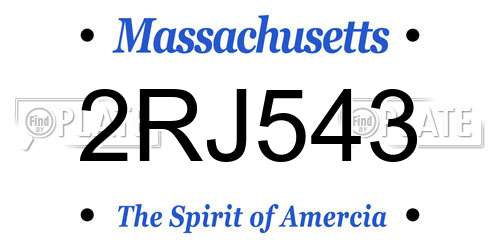 2RJ543 Massachusetts License Plate