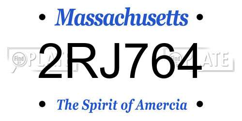 2RJ764 Massachusetts License Plate