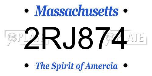 2RJ874 Massachusetts License Plate