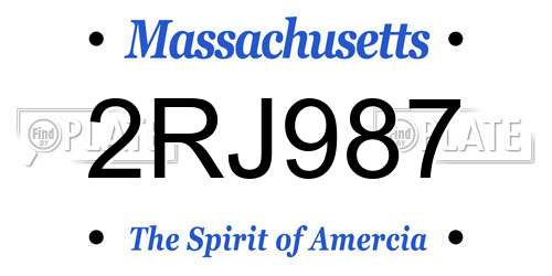 2RJ987 Massachusetts License Plate
