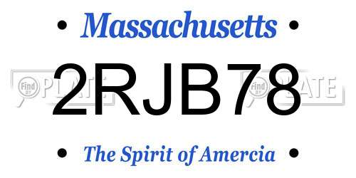 2RJB78 Massachusetts License Plate