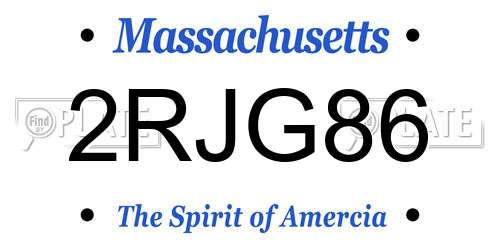 2RJG86 Massachusetts License Plate