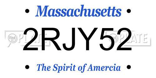 2RJY52 Massachusetts License Plate