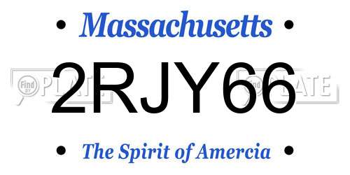 2RJY66 Massachusetts License Plate