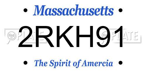 2RKH91 Massachusetts License Plate
