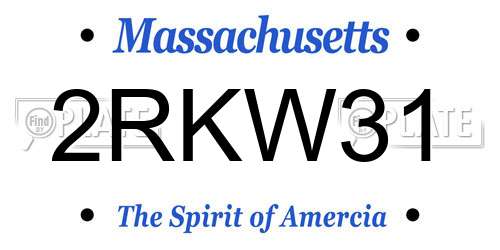 2RKW31 Massachusetts License Plate