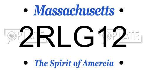 2RLG12 Massachusetts License Plate