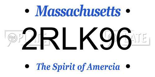 2RLK96 Massachusetts License Plate