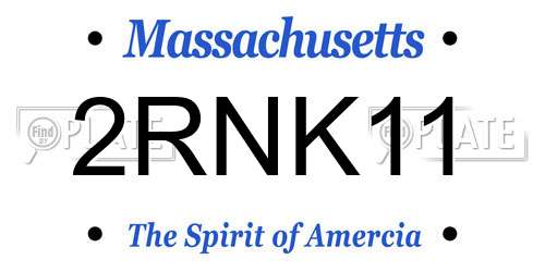 2RNK11 Massachusetts License Plate