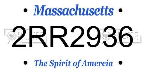 2RR2936 Massachusetts License Plate